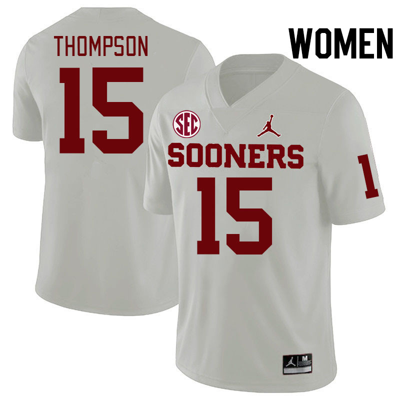 Women #15 Brenen Thompson Oklahoma Sooners 2024 SEC Conference College Football Jerseys-White